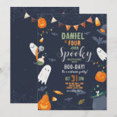 Halloween VIERever 4th Birthday Bats Party Geesten Kaart (Voorkant / Achterkant)