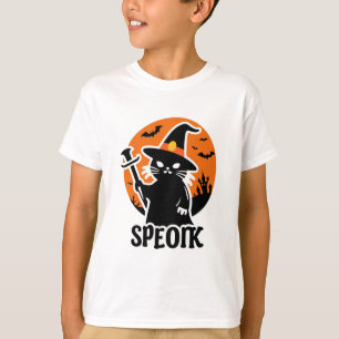 Halloween-viering met tovenaarshoed Zwarte Kat Ma T-shirt