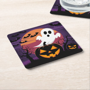 Halloween vierkant Papieren Onderzetter. Kartonnen Onderzetters