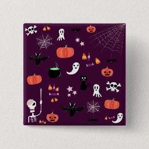 Halloween Vierkante Button 5,1 Cm