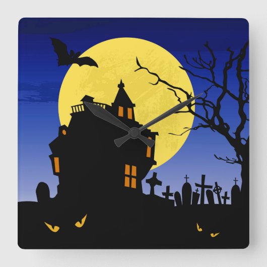 Halloween Vierkante Klok (Voorkant)