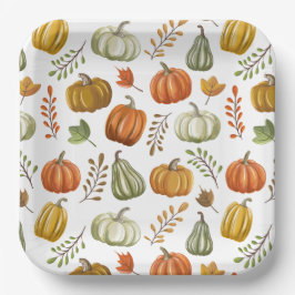 Halloween vierkante papieren bord met pompoenen -