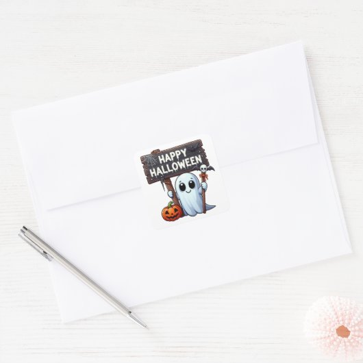 Halloween Vierkante Sticker (Envelop)