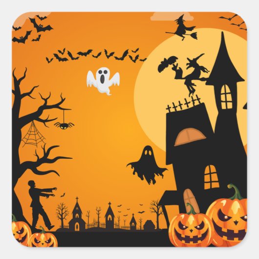 Halloween Vierkante Sticker (Voorkant)