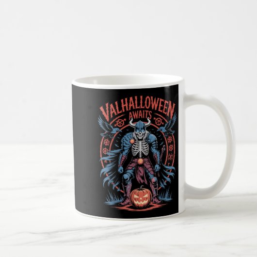 Halloween Viking Warrior - Runen en Ravens - Valh Koffiemok (Rechts)