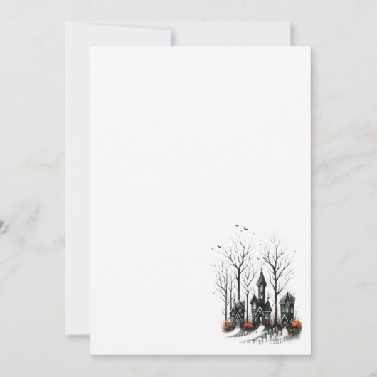 Halloween Village bruiloft Kaart (Achterkant)