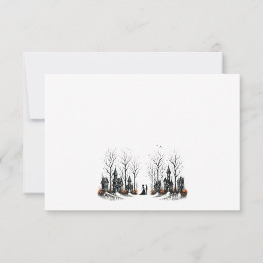 Halloween Village bruiloft RSVP Kaartje (Achterkant)