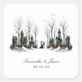Halloween Village bruiloft Vierkante Sticker (Voorkant)