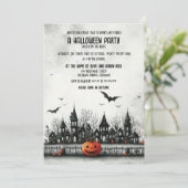 Halloween Village Halloween Party Kaart (Staand voorkant)