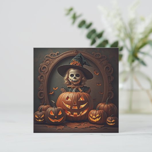 Halloween vintage feestdagenkaart (Staand voorkant)