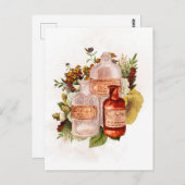 Halloween Vintage Flessen Herfst Bloemen Briefkaart (Voorkant / Achterkant)