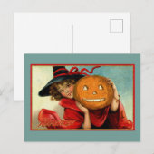Halloween Vintage Grappige Illustratie Briefkaart (Voorkant / Achterkant)
