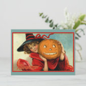 Halloween Vintage Grappige Illustratie Feestdagenkaart (Staand voorkant)
