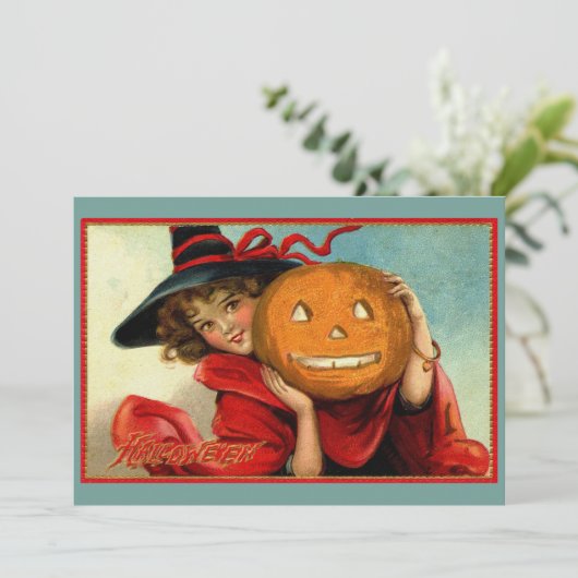 Halloween Vintage Grappige Illustratie Feestdagenkaart (Staand voorkant)