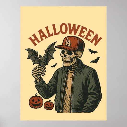 Halloween Vintage - Griezelig Skelet  Poster (Voorkant)