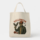 Halloween Vintage - Griezelig Skelet  Tote Bag (Achterkant)