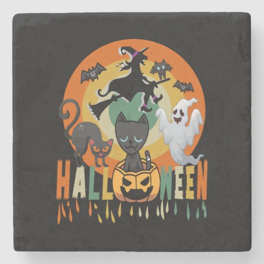Halloween Vintage Halloween Stenen Onderzetter (Voorkant)