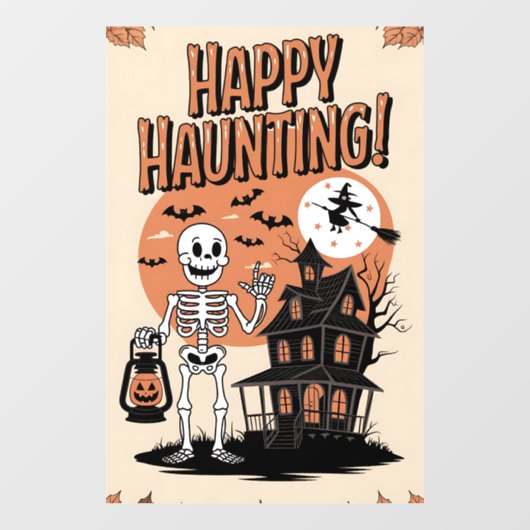 Halloween vintage - Happy Haunting Raamsticker (Vel)