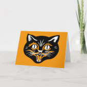 Halloween Vintage Kattengezicht Kaart (Voorkant)
