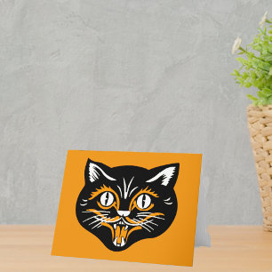 Halloween Vintage Kattengezicht Kaart