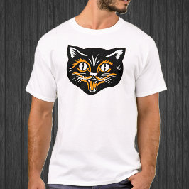 Halloween Vintage Kattengezicht T-shirt