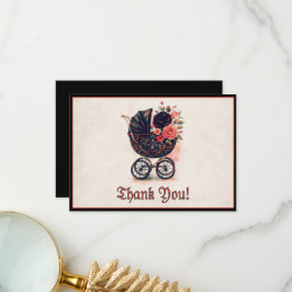 Halloween Vintage Kinderwagen Baby Shower Bedankkaart