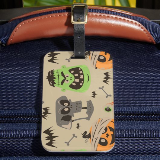 Halloween Vintage Patroon Bagage Label (Voorkant Insitu 2)