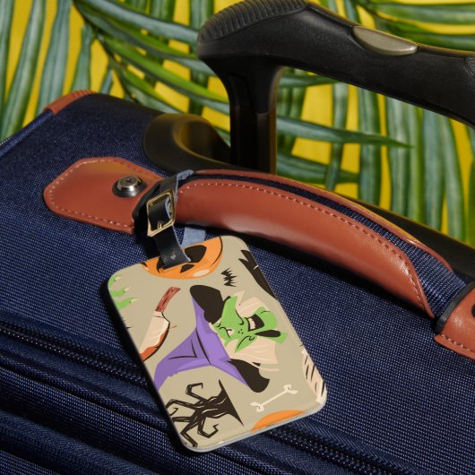 Halloween Vintage Patroon Bagage Label (Voorkant Insitu 1)