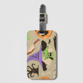 Halloween Vintage Patroon Bagage Label (Voorkant (verticaal))