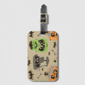 Halloween Vintage Patroon Bagagelabel (Voorkant (verticaal))