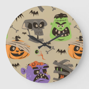 Halloween Vintage Patroon Grote Klok