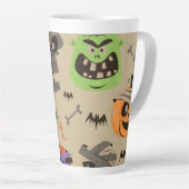 Halloween Vintage Patroon Latte Mok (Rechterhoek)