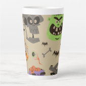 Halloween Vintage Patroon Latte Mok (Voorkant)