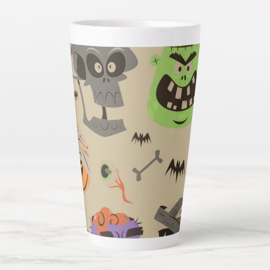 Halloween Vintage Patroon Latte Mok (Voorkant)