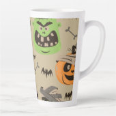 Halloween Vintage Patroon Latte Mok (Rechts)