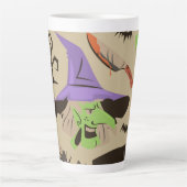 Halloween Vintage Patroon Latte Mok (Voorkant)