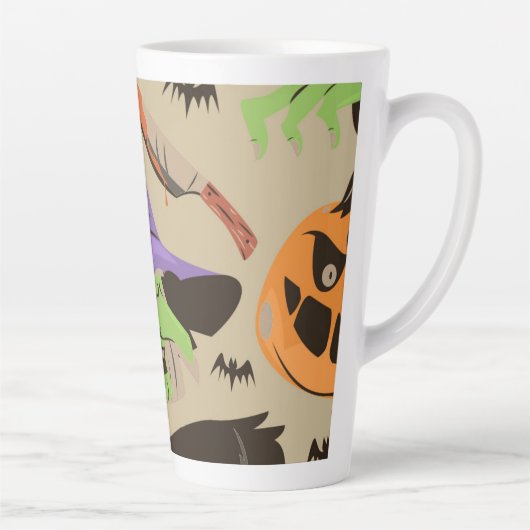Halloween Vintage Patroon Latte Mok (Rechts)