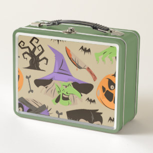 Halloween Vintage Patroon Metalen Lunchbox