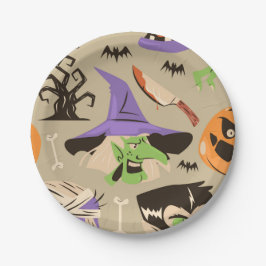 Halloween Vintage Patroon Papieren Bord