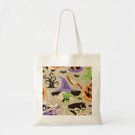Halloween vintage patroon tote tas