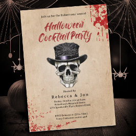 Halloween Vintage Schedel Cocktailfeest Uitnodigin Kaart