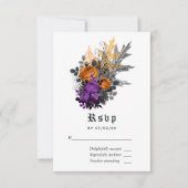 Halloween Vintage Shabby Floral Wedding RSVP Kaartje (Voorkant)