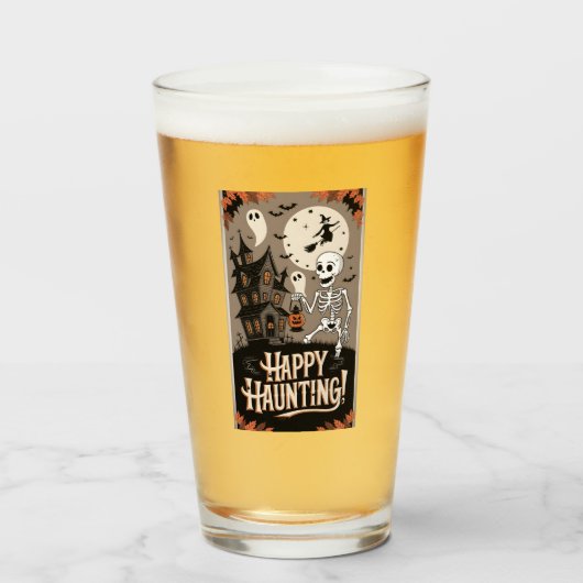 Halloween Vintage Skelet en Skelet Glas (Voorkant gevuld)