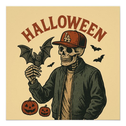 Halloween Vintage - Spooky Skeleton  Perfect Poster (Voorkant)