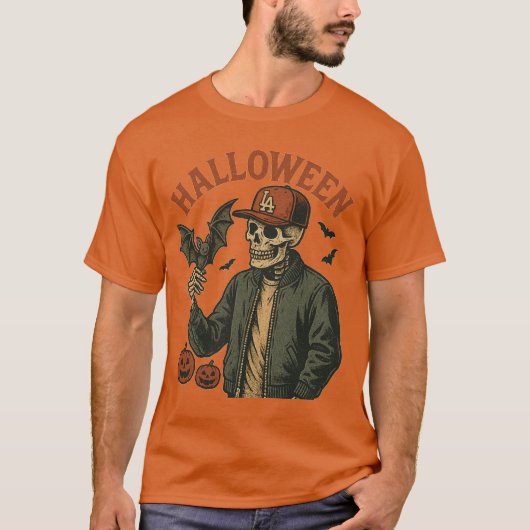 Halloween Vintage - Spooky Skeleton  T-shirt (Voorkant)