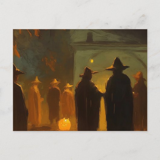 Halloween Vintage stadsevenement Briefkaart (Voorkant)
