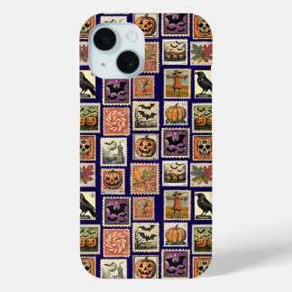 Halloween Vintage Stempel Patroon iPhone 15 Case