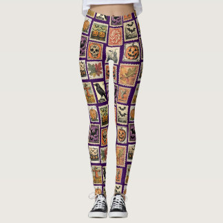 Halloween Vintage Stempel Patroon Leggings