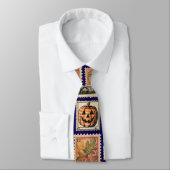 Halloween Vintage Stempelpatroon Tie Stropdas (Gebonden)