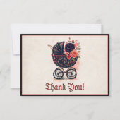 Halloween Vintage Stroller Baby Shower Bedankkaart (Voorkant)